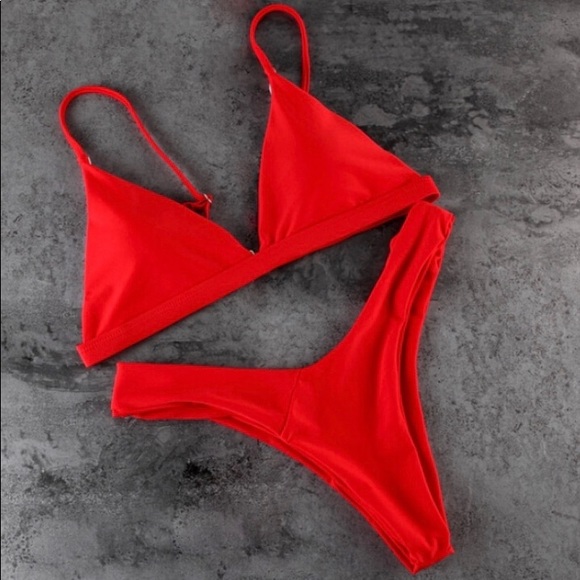 Other - BRAND NEW "CHERRY" RED HIGH WAISTED THONG BIKINI